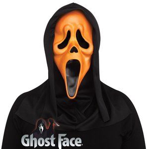 Orange Fluorescent Ghost Face Mask Adult Costume Accessory NEW Scream
